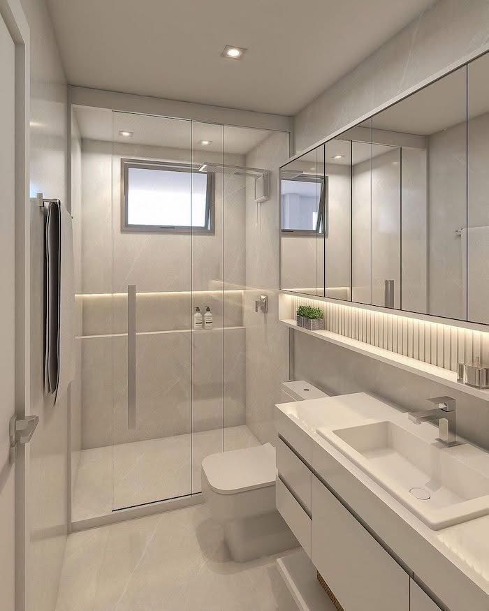 Bespoke Stone Vanity Washroom featuring Freestanding Soak Tub & Niches #20